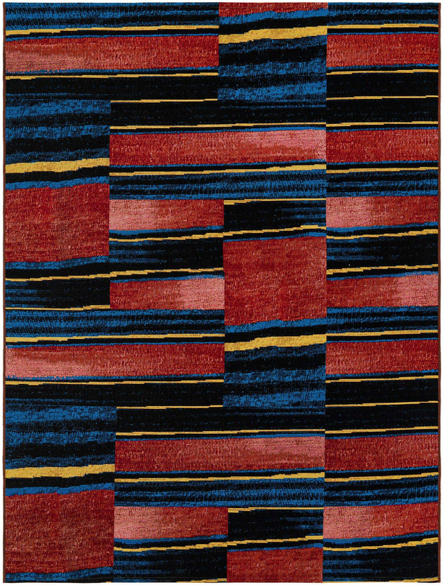 Multicolor 5' 1 x 7' 1 Outdoor Modern Rectangle Area Rug Weather Resistant for Patio, Deck, Terrace, Balcony, Porch 100% Polypropylene Modern Outside Carpet for Sale at Rug Engine