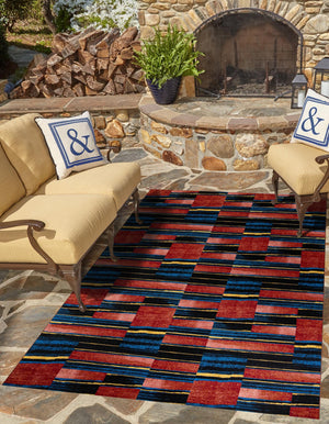 Multicolor 7' 10 x 10' Outdoor Modern Rectangle Area Rug Weather Resistant for Patio, Deck, Terrace, Balcony, Porch 100% Polypropylene Modern Outside Carpet for Sale at Rug Engine