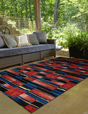 Multicolor 7' 10 x 10' Outdoor Modern Rectangle Area Rug Weather Resistant for Patio, Deck, Terrace, Balcony, Porch 100% Polypropylene Modern Outside Carpet for Sale at Rug Engine