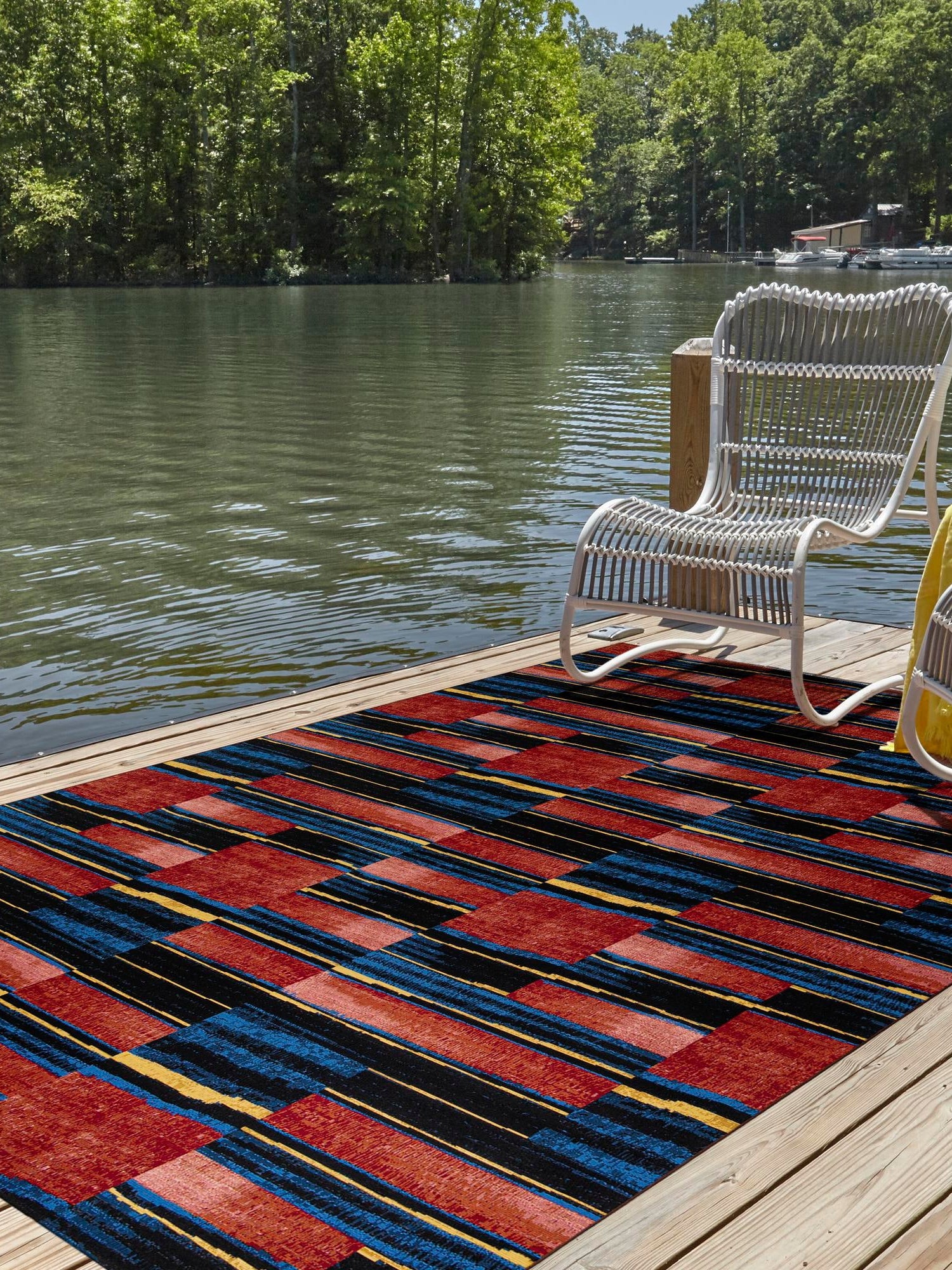 Multicolor 6' 1 x 9' Outdoor Modern Rectangle Area Rug Weather Resistant for Patio, Deck, Terrace, Balcony, Porch 100% Polypropylene Modern Outside Carpet for Sale at Rug Engine
