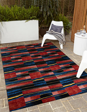 Multicolor 7' 10 x 10' Outdoor Modern Rectangle Area Rug Weather Resistant for Patio, Deck, Terrace, Balcony, Porch 100% Polypropylene Modern Outside Carpet for Sale at Rug Engine