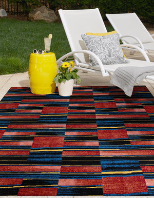 Multicolor 7' 10 x 10' Outdoor Modern Rectangle Area Rug Weather Resistant for Patio, Deck, Terrace, Balcony, Porch 100% Polypropylene Modern Outside Carpet for Sale at Rug Engine