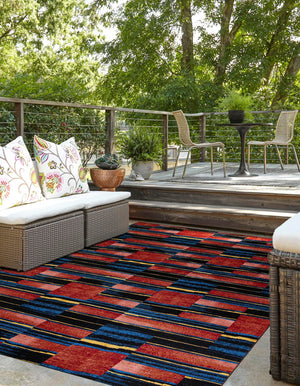 Multicolor 7' 10 x 10' Outdoor Modern Rectangle Area Rug Weather Resistant for Patio, Deck, Terrace, Balcony, Porch 100% Polypropylene Modern Outside Carpet for Sale at Rug Engine