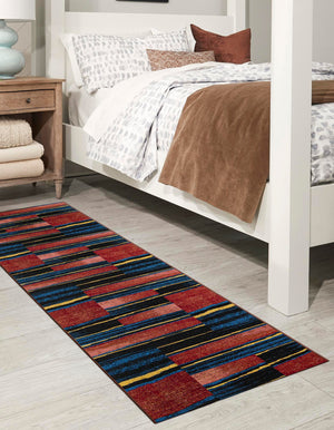 Multicolor 2' x 6' 1 Outdoor Modern Runner Area Rug Weather Resistant for Patio, Deck, Terrace, Balcony, Porch 100% Polypropylene Modern Outside Carpet for Sale at Rug Engine
