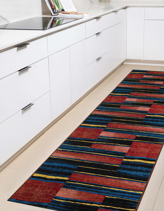 Multicolor 2' 7 x 10' Outdoor Modern Runner Area Rug Weather Resistant for Patio, Deck, Terrace, Balcony, Porch 100% Polypropylene Modern Outside Carpet for Sale at Rug Engine