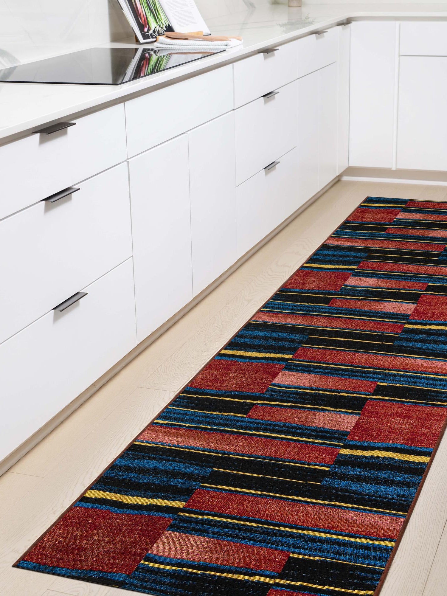 Multicolor 2' 7 x 12' Outdoor Modern Runner Area Rug Weather Resistant for Patio, Deck, Terrace, Balcony, Porch 100% Polypropylene Modern Outside Carpet for Sale at Rug Engine