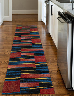 Multicolor 2' x 5' 1 Outdoor Modern Runner Area Rug Weather Resistant for Patio, Deck, Terrace, Balcony, Porch 100% Polypropylene Modern Outside Carpet for Sale at Rug Engine