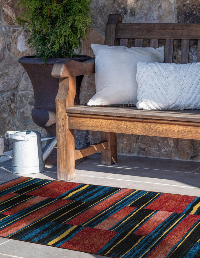 Multicolor 2' x 8' Outdoor Modern Runner Area Rug Weather Resistant for Patio, Deck, Terrace, Balcony, Porch 100% Polypropylene Modern Outside Carpet for Sale at Rug Engine