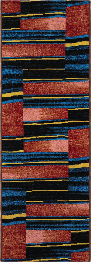 Multicolor 2' x 6' 1 Outdoor Modern Runner Area Rug Weather Resistant for Patio, Deck, Terrace, Balcony, Porch 100% Polypropylene Modern Outside Carpet for Sale at Rug Engine