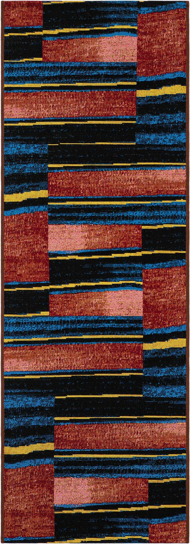 Multicolor 2' x 6' 1 Outdoor Modern Runner Area Rug Weather Resistant for Patio, Deck, Terrace, Balcony, Porch 100% Polypropylene Modern Outside Carpet for Sale at Rug Engine