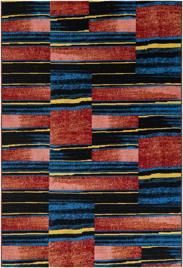 Multicolor 6' 1 x 9' Outdoor Modern Rectangle Area Rug Weather Resistant for Patio, Deck, Terrace, Balcony, Porch 100% Polypropylene Modern Outside Carpet for Sale at Rug Engine