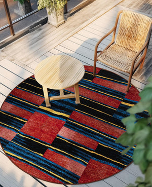 Multicolor 3' 1 x 3' 1 Outdoor Modern Round Area Rug Weather Resistant for Patio, Deck, Terrace, Balcony, Porch 100% Polypropylene Modern Outside Carpet for Sale at Rug Engine