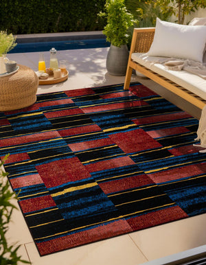 Multicolor 7' 10 x 7' 10 Outdoor Modern Square Area Rug Weather Resistant for Patio, Deck, Terrace, Balcony, Porch 100% Polypropylene Modern Outside Carpet for Sale at Rug Engine