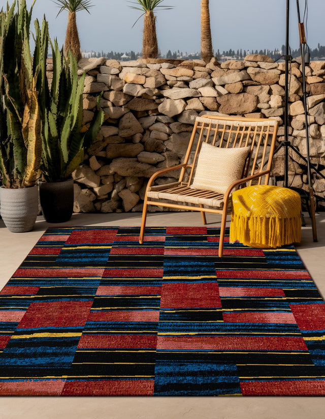 Multicolor 10' x 10' Outdoor Modern Square Area Rug Weather Resistant for Patio, Deck, Terrace, Balcony, Porch 100% Polypropylene Modern Outside Carpet for Sale at Rug Engine