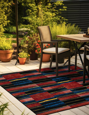 Multicolor 10' x 10' Outdoor Modern Square Area Rug Weather Resistant for Patio, Deck, Terrace, Balcony, Porch 100% Polypropylene Modern Outside Carpet for Sale at Rug Engine