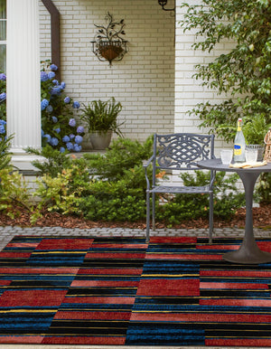 Multicolor 10' x 10' Outdoor Modern Square Area Rug Weather Resistant for Patio, Deck, Terrace, Balcony, Porch 100% Polypropylene Modern Outside Carpet for Sale at Rug Engine