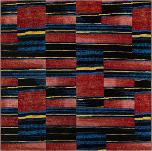Multicolor 7' 10 x 7' 10 Outdoor Modern Square Area Rug Weather Resistant for Patio, Deck, Terrace, Balcony, Porch 100% Polypropylene Modern Outside Carpet for Sale at Rug Engine