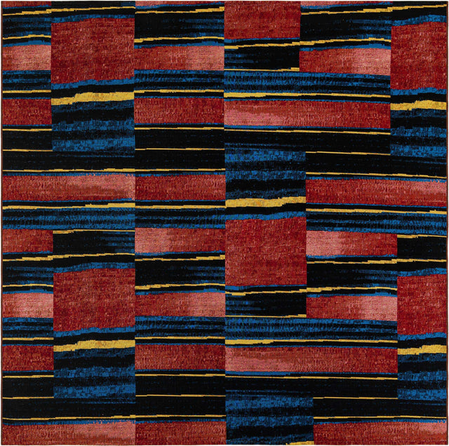 Multicolor 7' 10 x 7' 10 Outdoor Modern Square Area Rug Weather Resistant for Patio, Deck, Terrace, Balcony, Porch 100% Polypropylene Modern Outside Carpet for Sale at Rug Engine