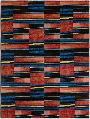 Multicolor 9' x 12' Outdoor Modern Rectangle Area Rug Weather Resistant for Patio, Deck, Terrace, Balcony, Porch 100% Polypropylene Modern Outside Carpet for Sale at Rug Engine