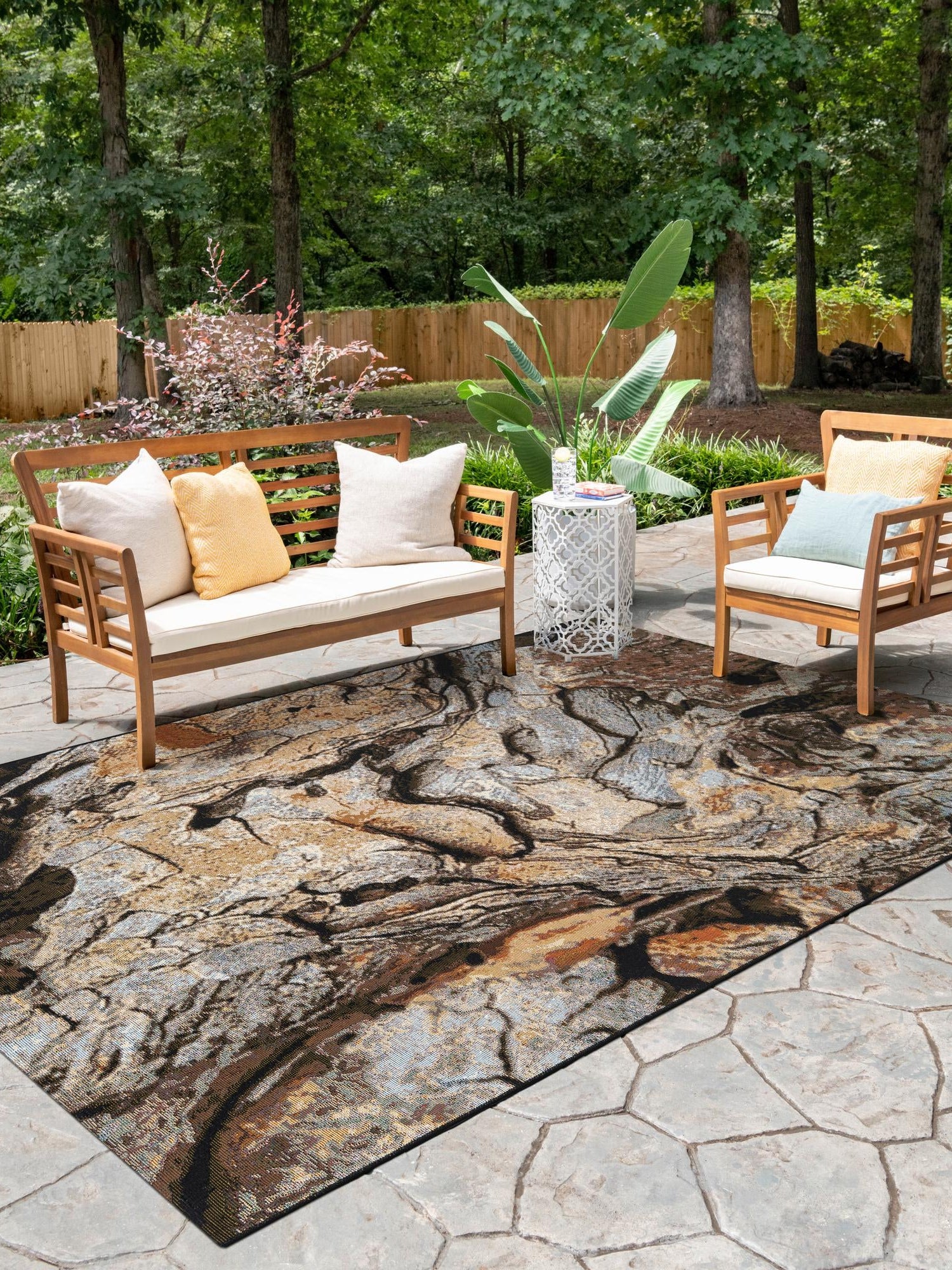 Multicolor 2' x 3' 1 Outdoor Modern Rectangle Area Rug Weather Resistant for Patio, Deck, Terrace, Balcony, Porch 100% Polypropylene Modern Outside Carpet for Sale at Rug Engine
