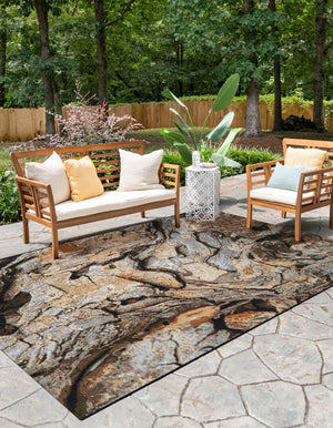Multicolor 9' x 12' Outdoor Modern Rectangle Area Rug Weather Resistant for Patio, Deck, Terrace, Balcony, Porch 100% Polypropylene Modern Outside Carpet for Sale at Rug Engine