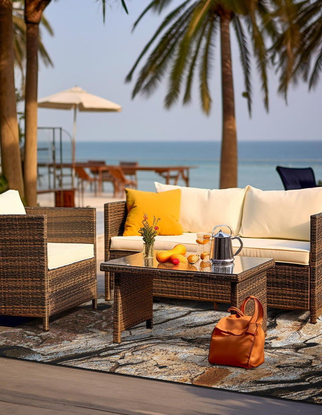 Multicolor 5' 1 x 8' Outdoor Modern Rectangle Rug