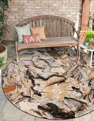 Multicolor 5' 1 x 5' 1 Outdoor Modern Round Area Rug Weather Resistant for Patio, Deck, Terrace, Balcony, Porch 100% Polypropylene Modern Outside Carpet for Sale at Rug Engine