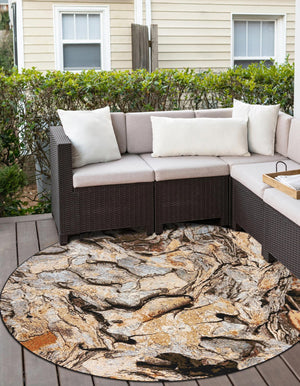 Multicolor 4' 1 x 4' 1 Outdoor Modern Round Area Rug Weather Resistant for Patio, Deck, Terrace, Balcony, Porch 100% Polypropylene Modern Outside Carpet for Sale at Rug Engine