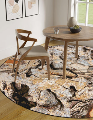 Multicolor 7' 10 x 7' 10 Outdoor Modern Round Area Rug Weather Resistant for Patio, Deck, Terrace, Balcony, Porch 100% Polypropylene Modern Outside Carpet for Sale at Rug Engine