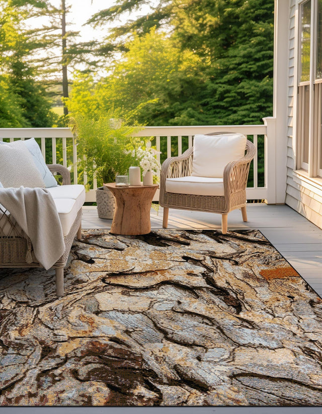 Multicolor 10' x 10' Outdoor Modern Square Area Rug Weather Resistant for Patio, Deck, Terrace, Balcony, Porch 100% Polypropylene Modern Outside Carpet for Sale at Rug Engine