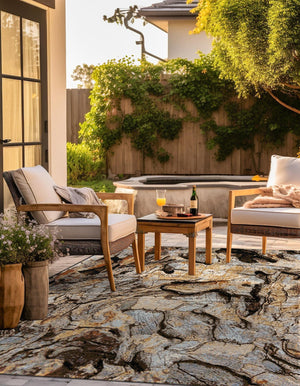 Multicolor 10' x 10' Outdoor Modern Square Area Rug Weather Resistant for Patio, Deck, Terrace, Balcony, Porch 100% Polypropylene Modern Outside Carpet for Sale at Rug Engine