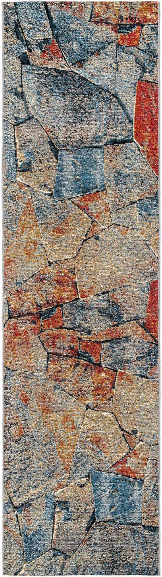 Multicolor 2' 7 x 10' Outdoor Modern Runner Area Rug Weather Resistant for Patio, Deck, Terrace, Balcony, Porch 100% Polypropylene Modern Outside Carpet for Sale at Rug Engine