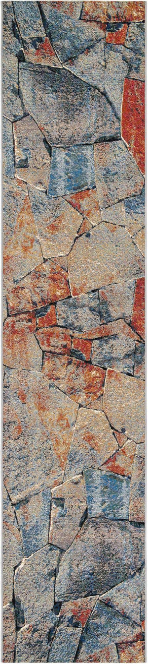 Multicolor 2' 7 x 12' Outdoor Modern Runner Area Rug Weather Resistant for Patio, Deck, Terrace, Balcony, Porch 100% Polypropylene Modern Outside Carpet for Sale at Rug Engine