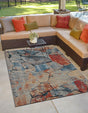 Multicolor 5' 1 x 7' 1 Outdoor Modern Rectangle Area Rug Weather Resistant for Patio, Deck, Terrace, Balcony, Porch 100% Polypropylene Modern Outside Carpet for Sale at Rug Engine