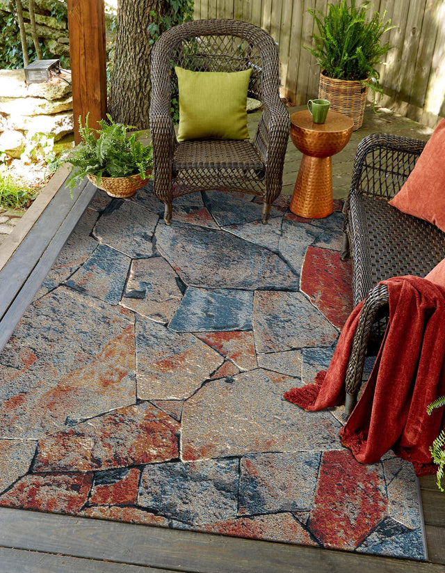 Multicolor 2' x 3' Outdoor Modern Rectangle Area Rug Weather Resistant for Patio, Deck, Terrace, Balcony, Porch 100% Polypropylene Modern Outside Carpet for Sale at Rug Engine