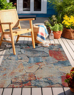 Multicolor 6' 1 x 9' Outdoor Modern Rectangle Area Rug Weather Resistant for Patio, Deck, Terrace, Balcony, Porch 100% Polypropylene Modern Outside Carpet for Sale at Rug Engine