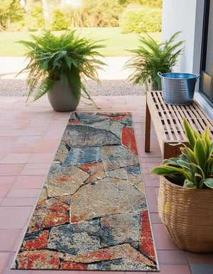 Multicolor 2' x 6' 1 Outdoor Modern Runner Area Rug Weather Resistant for Patio, Deck, Terrace, Balcony, Porch 100% Polypropylene Modern Outside Carpet for Sale at Rug Engine