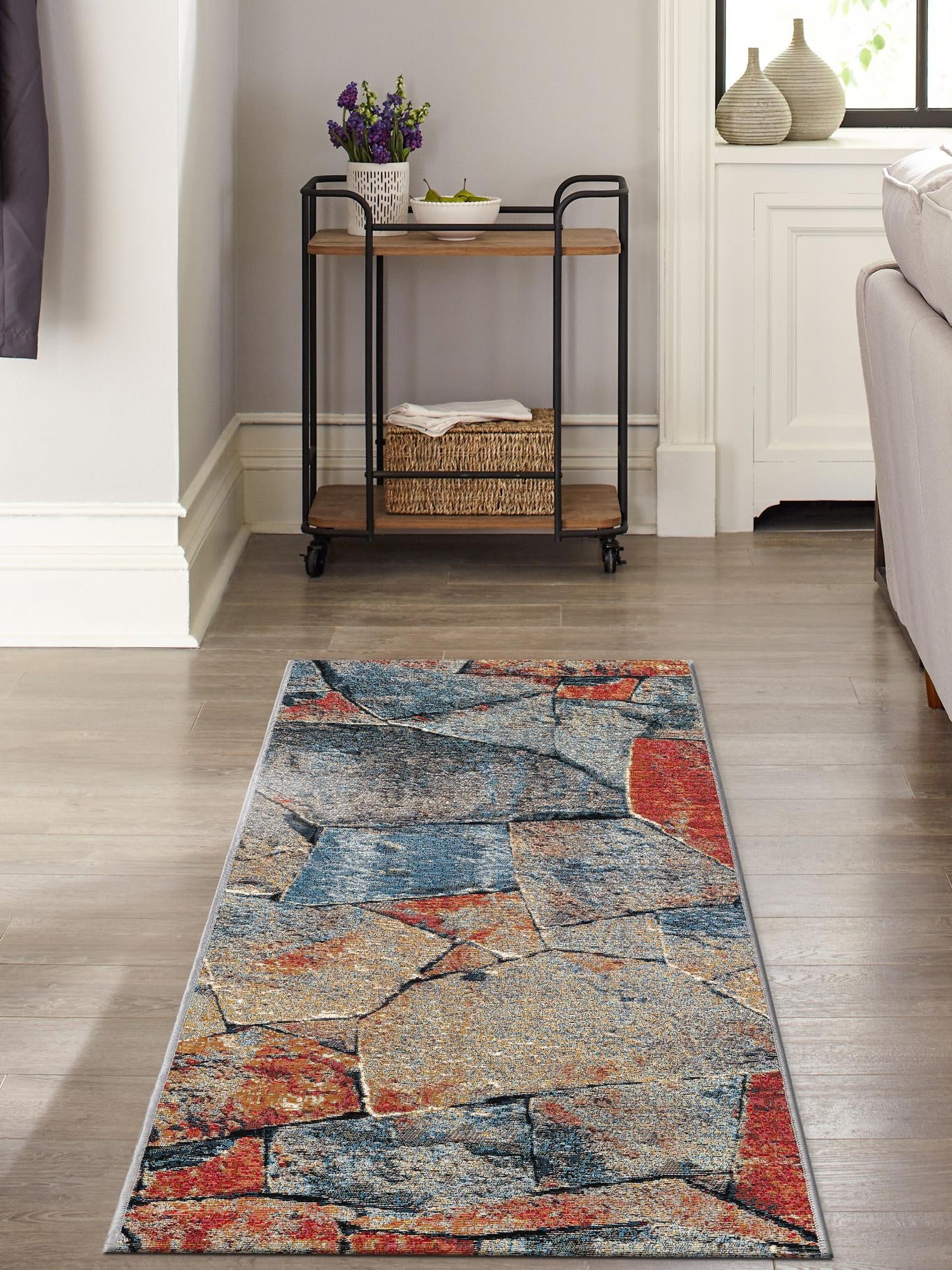 Multicolor 2' x 8' Outdoor Modern Runner Area Rug Weather Resistant for Patio, Deck, Terrace, Balcony, Porch 100% Polypropylene Modern Outside Carpet for Sale at Rug Engine