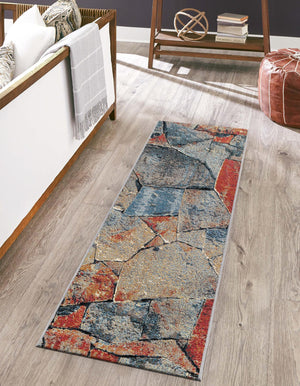 Multicolor 2' x 6' 1 Outdoor Modern Runner Area Rug Weather Resistant for Patio, Deck, Terrace, Balcony, Porch 100% Polypropylene Modern Outside Carpet for Sale at Rug Engine