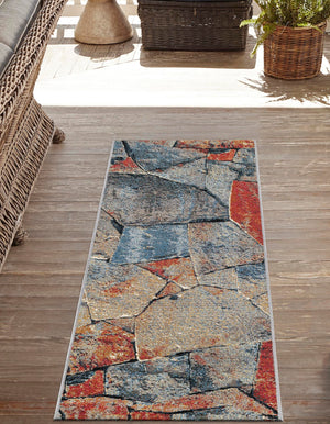 Multicolor 2' x 8' Outdoor Modern Runner Area Rug Weather Resistant for Patio, Deck, Terrace, Balcony, Porch 100% Polypropylene Modern Outside Carpet for Sale at Rug Engine