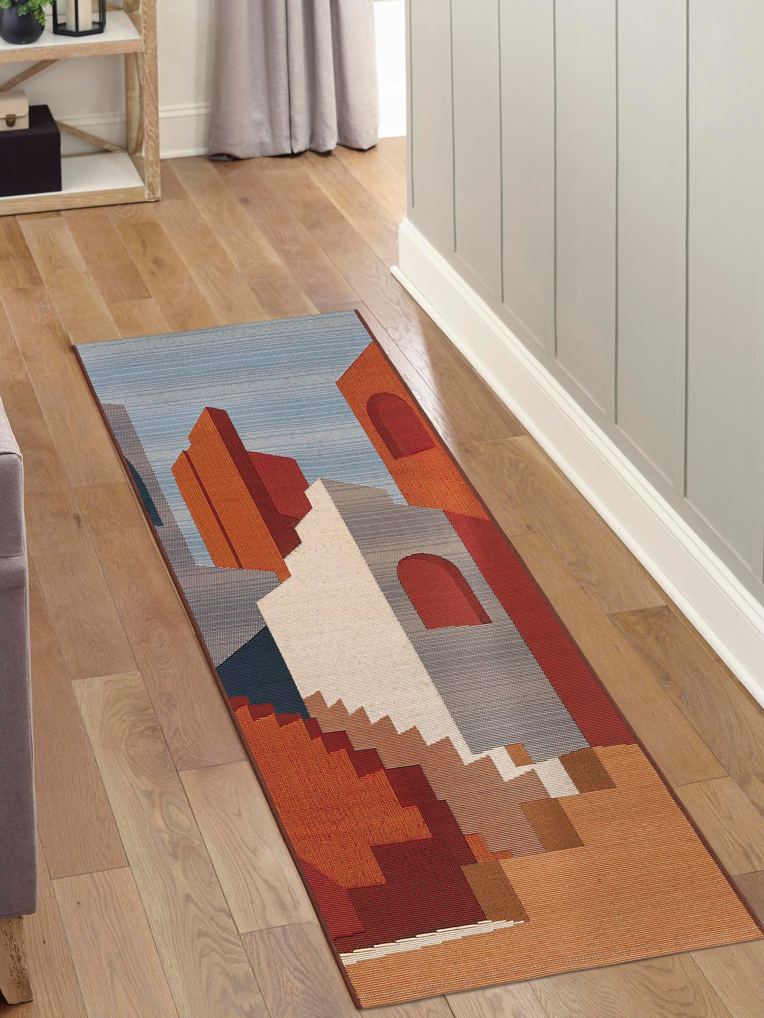 Multicolor 2' 7 x 12' Outdoor Modern Runner Area Rug Weather Resistant for Patio, Deck, Terrace, Balcony, Porch 100% Polypropylene Modern Outside Carpet for Sale at Rug Engine