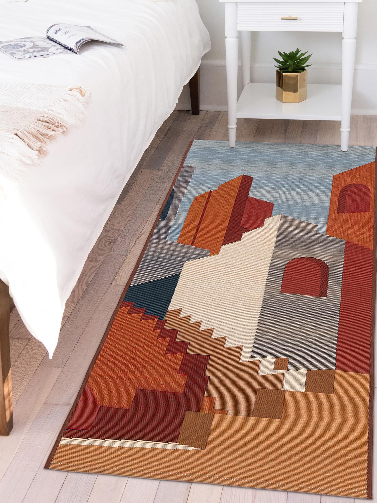 Multicolor 2' 7 x 12' Outdoor Modern Runner Area Rug Weather Resistant for Patio, Deck, Terrace, Balcony, Porch 100% Polypropylene Modern Outside Carpet for Sale at Rug Engine