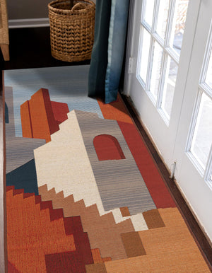 Multicolor 2' x 8' Outdoor Modern Runner Area Rug Weather Resistant for Patio, Deck, Terrace, Balcony, Porch 100% Polypropylene Modern Outside Carpet for Sale at Rug Engine