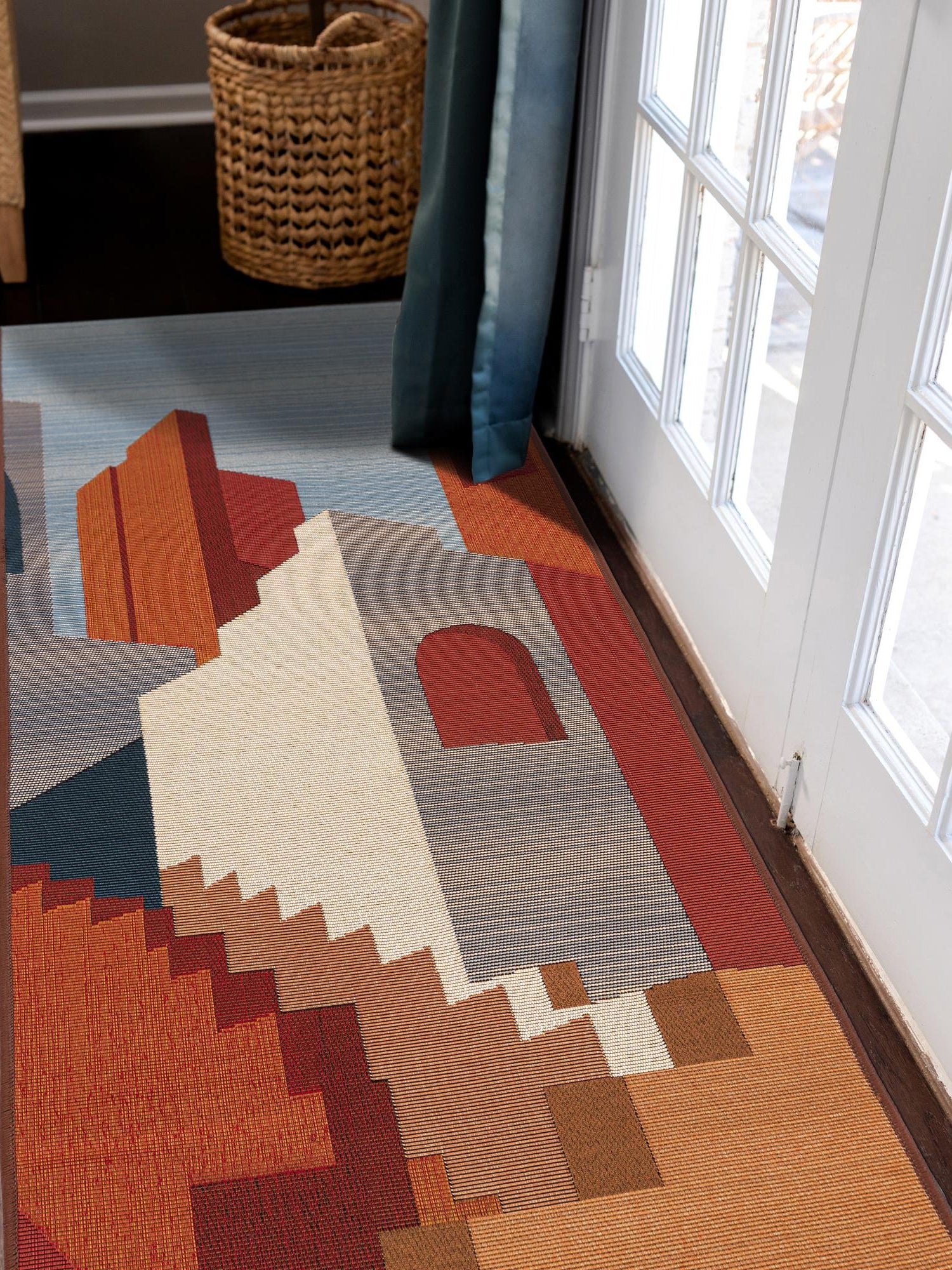 Multicolor 2' 7 x 12' Outdoor Modern Runner Area Rug Weather Resistant for Patio, Deck, Terrace, Balcony, Porch 100% Polypropylene Modern Outside Carpet for Sale at Rug Engine