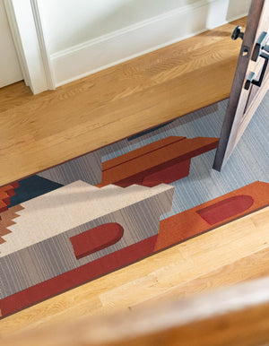 Multicolor 2' x 5' 1 Outdoor Modern Runner Area Rug Weather Resistant for Patio, Deck, Terrace, Balcony, Porch 100% Polypropylene Modern Outside Carpet for Sale at Rug Engine