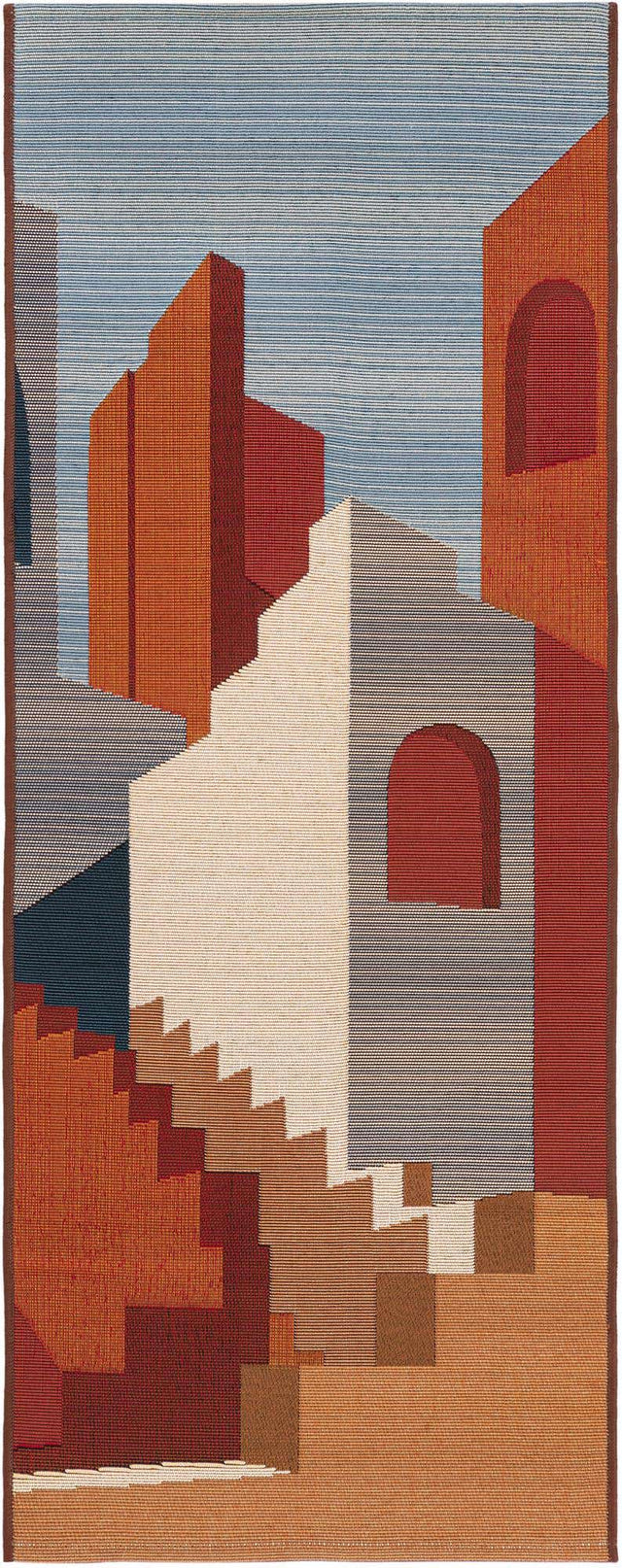Multicolor 2' x 5' 1 Outdoor Modern Runner Area Rug Weather Resistant for Patio, Deck, Terrace, Balcony, Porch 100% Polypropylene Modern Outside Carpet for Sale at Rug Engine