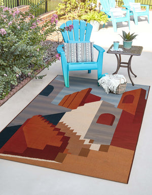 Multicolor 10' x 14' 1 Outdoor Modern Rectangle Area Rug Weather Resistant for Patio, Deck, Terrace, Balcony, Porch 100% Polypropylene Modern Outside Carpet for Sale at Rug Engine