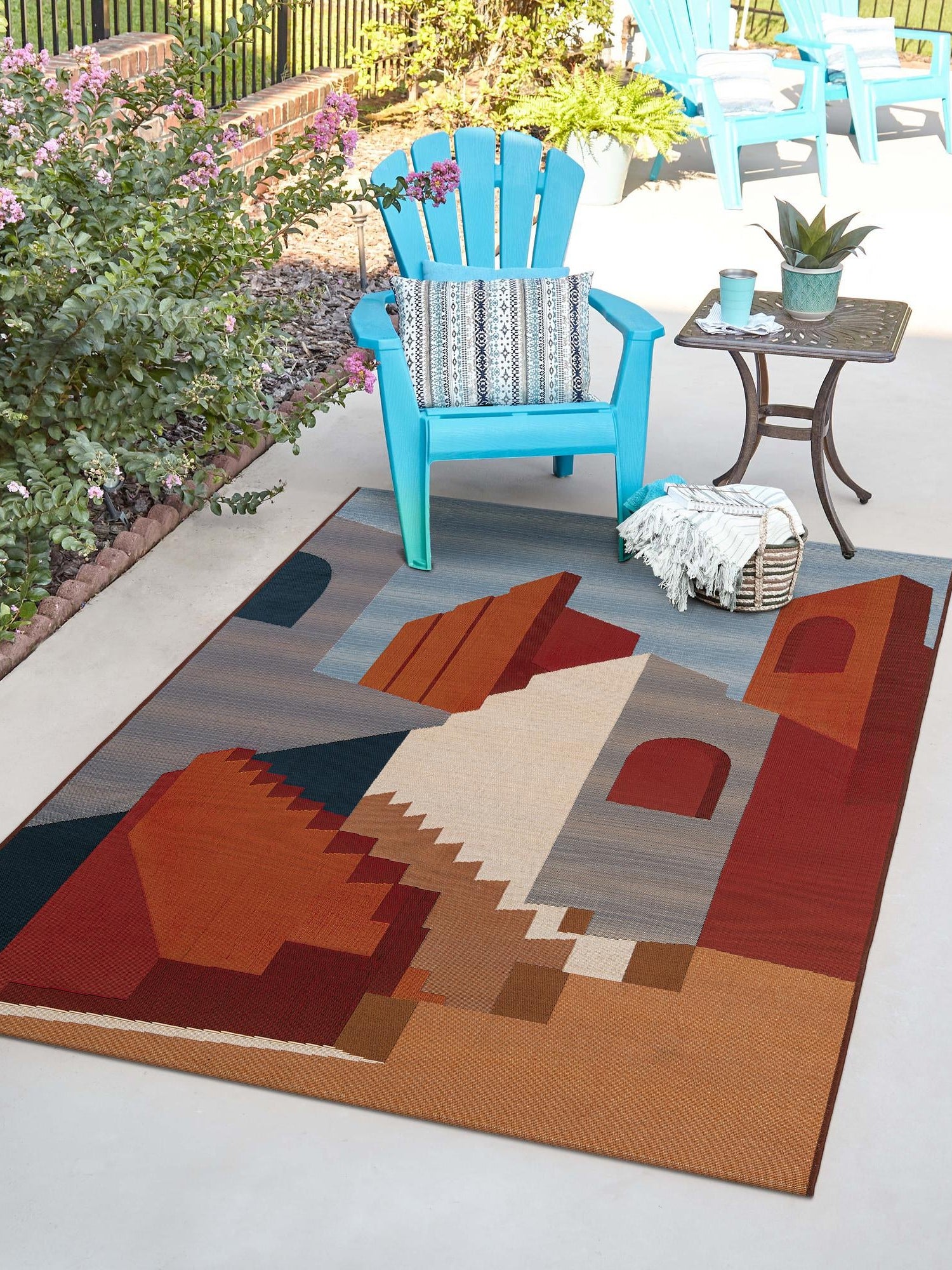 Multicolor 2' x 3' 1 Outdoor Modern Rectangle Area Rug Weather Resistant for Patio, Deck, Terrace, Balcony, Porch 100% Polypropylene Modern Outside Carpet for Sale at Rug Engine