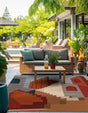 Multicolor 7' 10 x 7' 10 Outdoor Modern Square Area Rug Weather Resistant for Patio, Deck, Terrace, Balcony, Porch 100% Polypropylene Modern Outside Carpet for Sale at Rug Engine
