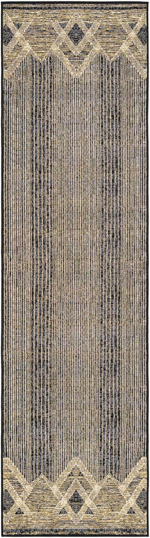 Charcoal 2' 7 x 10' Outdoor Modern Runner Area Rug Weather Resistant for Patio, Deck, Terrace, Balcony, Porch 100% Polypropylene Modern Outside Carpet for Sale at Rug Engine